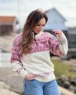 Nordlys Mønstret ullgenser til dame og herre natur rosa grå thumbnail