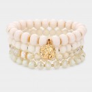 Armbånd 4pk med charms beige thumbnail