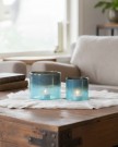 Sett med lysholder/vase turkis thumbnail
