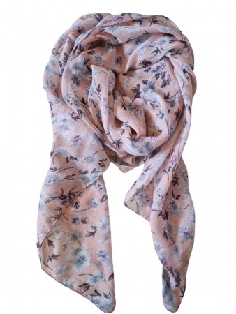 Skjerf rosa med blomster