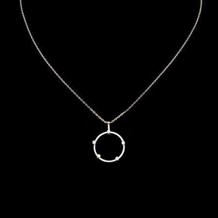 Halskjede 14K gullbelagt sirkel med CZ stener