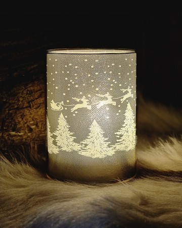 Lykt LED med julemotiv Sølv