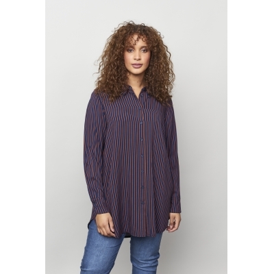 Stripete skjorte marine plus size - Pardon
